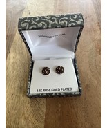 14K Rose Gold Plated Genuine Crystal Earrings Studs - $469.95 MXN