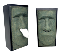 Easter Island Moai Tiki Tissue Box Holder Cover Rudy Stone Man Rotary He... - £17.49 GBP