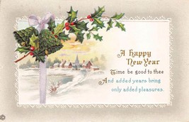 Antique Postcard A Happy New Year Stamped 1916 Embossed - £2.98 GBP