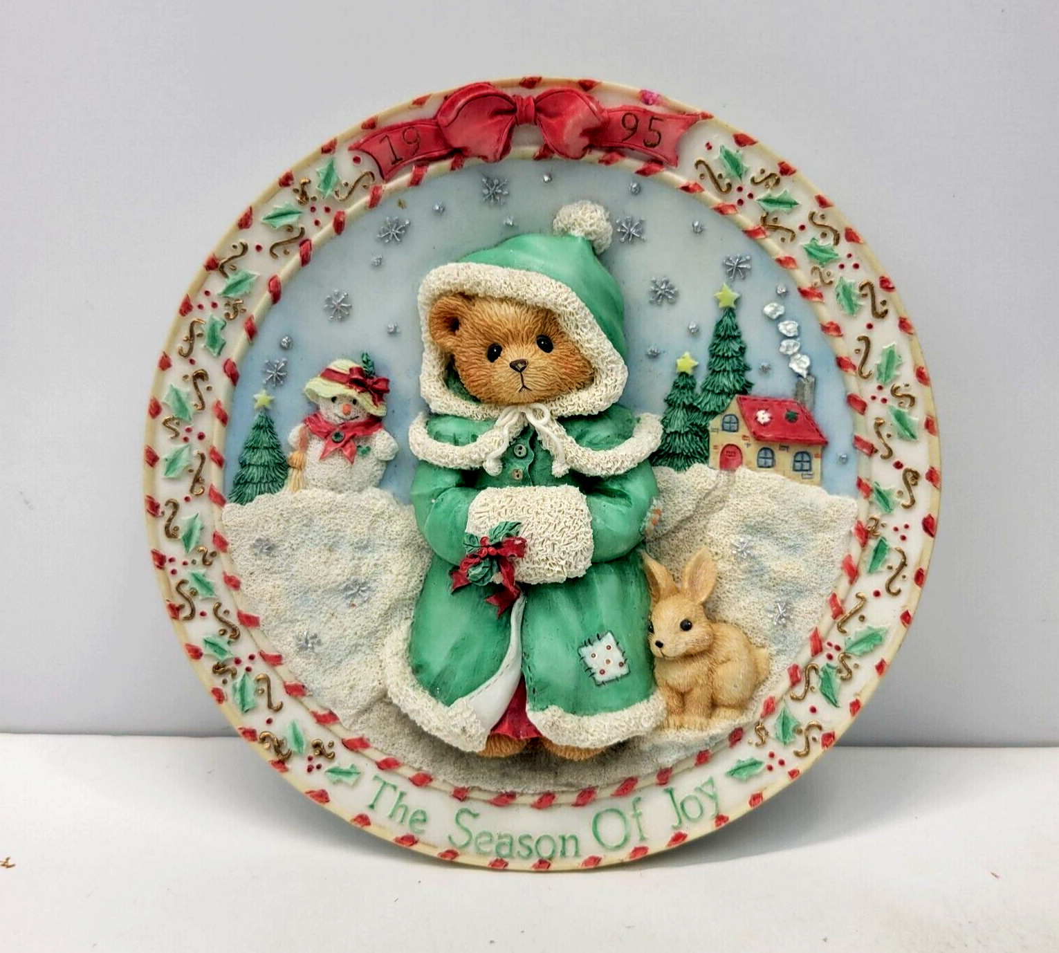 Primary image for Vintage Cherished Teddies Plate The Season of Joy 1995 Holiday Priscilla Hillman