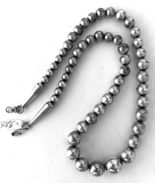 Sterling Silver Navajo Desert Pearls Necklace Graduated Hand Crafted Bea... - £226.70 GBP