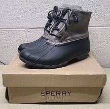 Women&#39;s Sperry Saltwater Duck Boots Grey Black STS81732 Size 8 Medium - £43.30 GBP