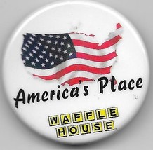 Waffle House button  &quot; American&#39;s place &quot; measuring ca. 1 1/2&quot; - $4.50