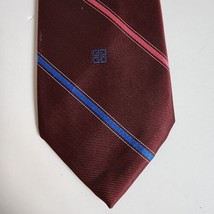 Givenchy Monsieur Tie Maroon Pink Blue Striped Mens Necktie Polyester 3&quot; x 59&quot; - £8.66 GBP