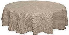 Terra Woven Lyon Fabric Tablecloth 70&quot; Round in Sand Beige Easy Care Summer - £28.82 GBP