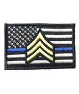 Thin Blue Line USA Flag Sergeant Stripes Patch Hook &amp; Loop Gear Bag Vest... - £10.27 GBP