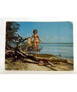 Jumbo 9x7 Vintage Kodachrome Post Card, Florida Beach Ball Bikini Girl, ... - $13.22 CAD
