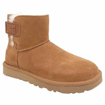 UGG Women Ankle Booties Mini Bailey Logo Strap Size US 8 Chestnut Brown Suede - £64.17 GBP