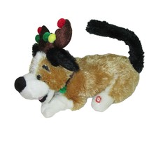 Dan Dee Dog Plush 12&quot; Flips Tail Wag Rolling Musical Stuffed Christmas Holiday - £11.07 GBP