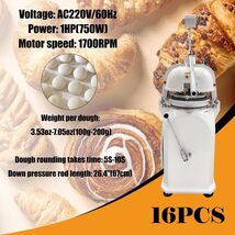 Commercial 16 PCS Dough  Divider and Rounder Machine 3.53oz-7.05oz  220V  - $4,119.00