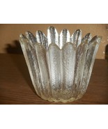 Flower Shaped Votive Bowl Vertical Ice Textured Glass Scandinavian Crown... - £25.24 GBP