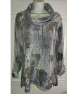 Women&#39;s Edin Designs Multi-Fabric Gray Cowl Neck Pullover Sweater Top Me... - $13.78
