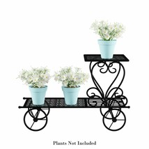 Plant Stand Indoor Outdoor Iron Metal Vintage Decorative Cute Cart Look - $57.94