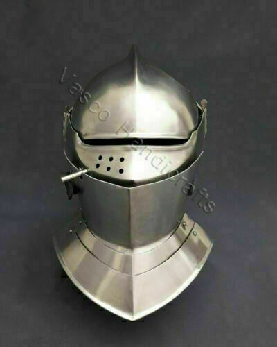 Medieval Closed Helmet Full face Battle Ready Steel Armor Helmet ...