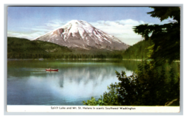 Spirit Lake and Mt. St. Helens (pre eruption) Landscape with Canoe Postcard - $4.89