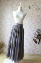 GRAY Full Tulle Skirt Women Custom Plus Size Tulle Maxi Skirt for Wedding