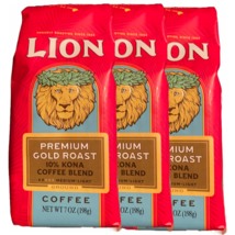 Lion Coffee Premium Gold Roast 10% Kona Blend Set (3 Bags) - $54.98