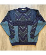 Vtg Adam Sloane L Cosbycore Coogi Style Acrylic Wool Patterned 80&#39;s 90&#39;s... - $55.60 CAD