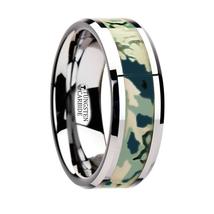 GENERAL Tungsten Wedding Ring with Blue and White Camouflage Inlay - 10mm - £38.67 GBP