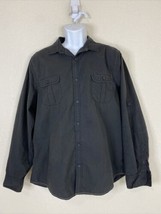 Drill Clothing Men Size XL Black Solid Button Up Shirt Long Sleeve Pockets - £5.37 GBP
