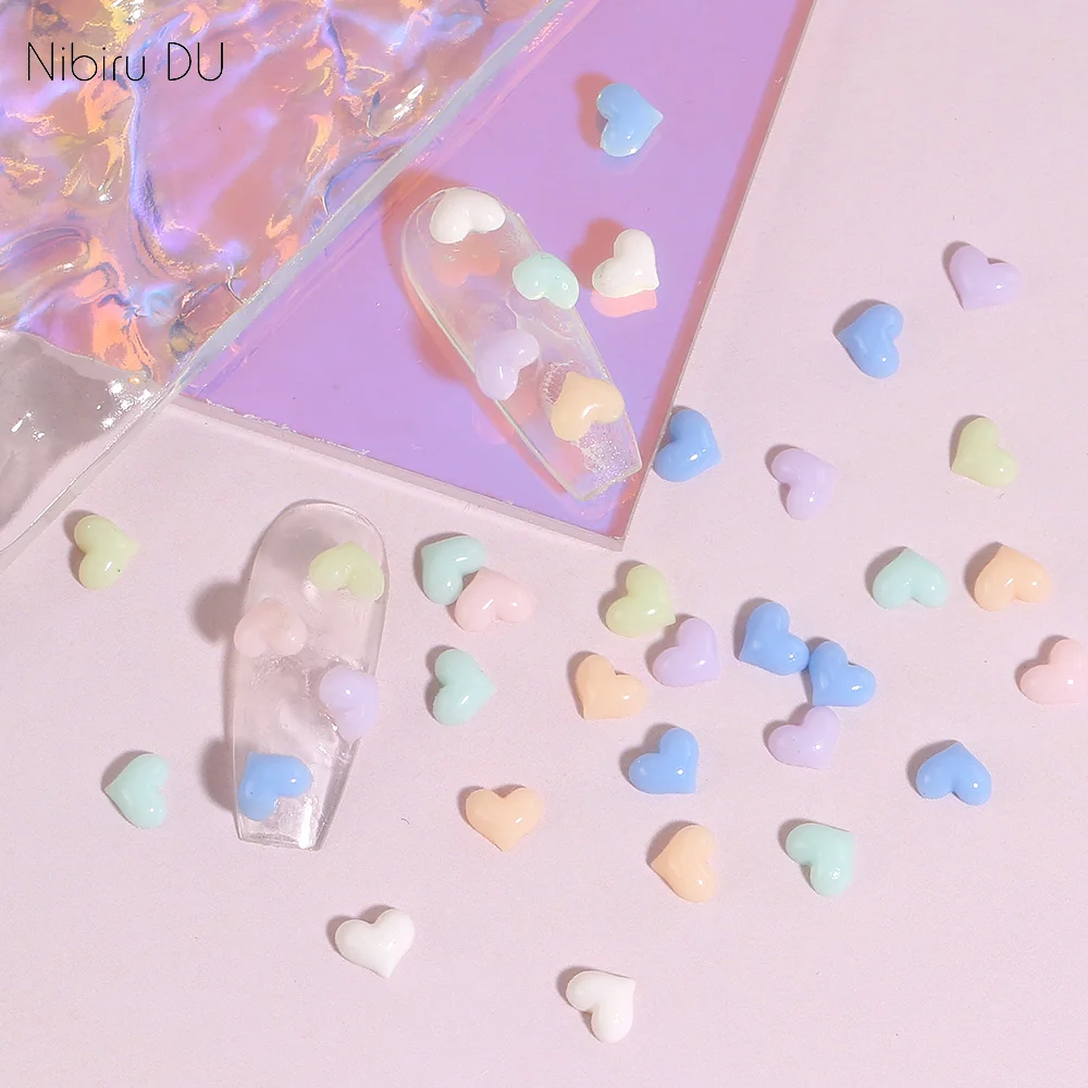 L art decoration gradient love heart shaped resin freshing for diy manicure nail charms thumb200