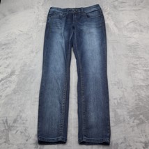 Seven 7 Pants Womens 4 Blue Straight Mid Rise Button Zip Dark Wash Denim Jeans - £23.26 GBP