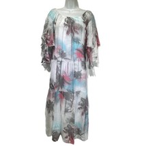 Anna Melani Italy Silk Off shoulder Palm Tree Layered Ruffle Long Dress Size S - $79.19