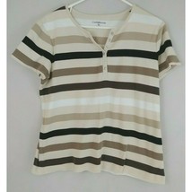 Croft &amp; Barrow Cap Sleeve Multi-Colored Striped Henley Shirt Size XL - $12.60