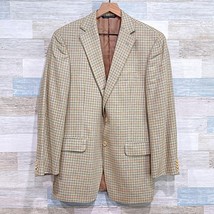 Coppley 100% Silk Dobby Minelli Sport Coat Beige Plaid Two Button Mens 40R - $178.19