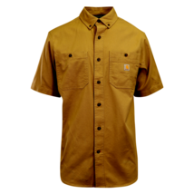 Carhartt Men&#39;s Flannel Shirt Tan Rugged Short Sleeve (224) - £24.64 GBP