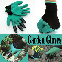  Rubber Garden Gloves with 4 ABS Plastic Fingertip Claws for Gardening ! - £24.04 GBP