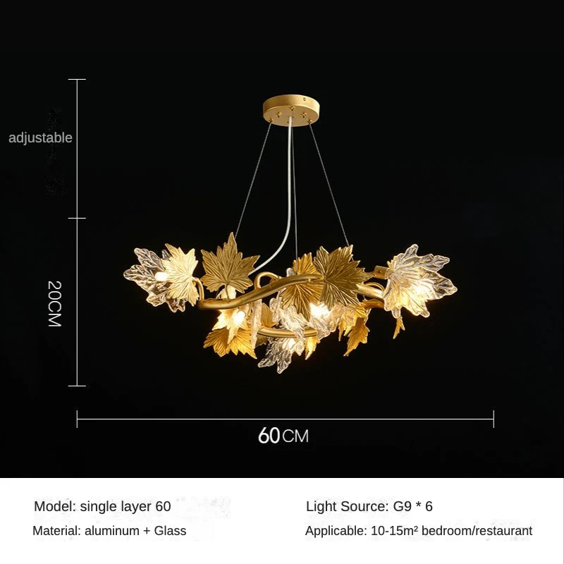  Living Room Maple Leaf Crystal Chandelier Atmosphere High-end Designer Living R - £131.65 GBP