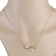 Rose Gold Tone Necklace & Half Moon Faux White Sapphire Pendant - $26.99