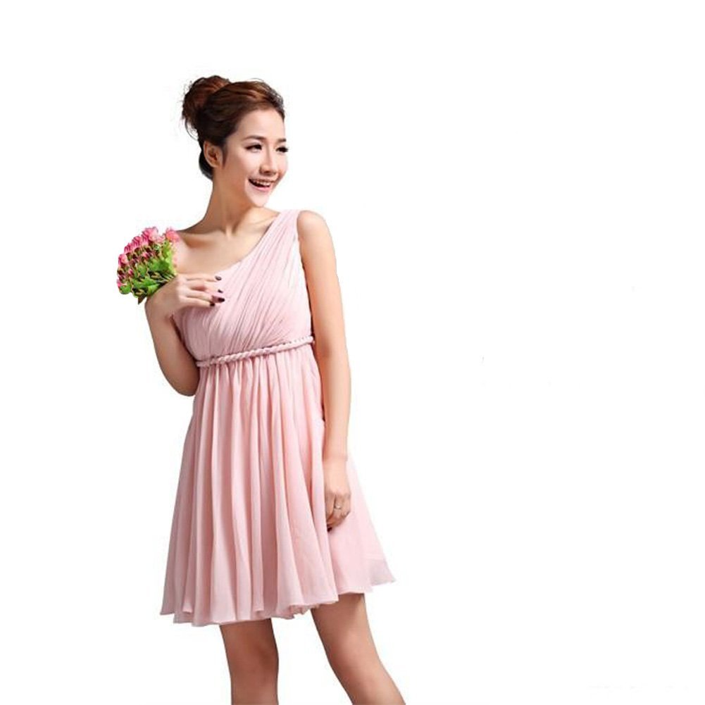 Kivary Women's Short One Shoulder Sash Bridesmaid Dresses Pink US 2