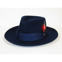 Bruno Capelo Hat Australian Wool Fedora Pinch Front Milan Snap Brim Mi501 Navy image 4