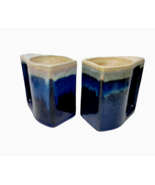 Drip Glaze Art Pottery Coffee Mug Prado Rodolfo Padilla Style Blue Set of 2 - £16.16 GBP