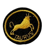 Taurus Zodiac Sign Patch Vintage Black Velvet Fabric Bull Horoscope Symb... - £22.49 GBP