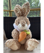 Ganz Bellifuls Bunny Rabbit Plush Medium 17” Tan &amp; White Holding Carrot ... - £14.13 GBP