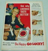 1952 Print Ad Lucky Strike Cigarettes Lady Soldier WAC Smoking - £10.60 GBP