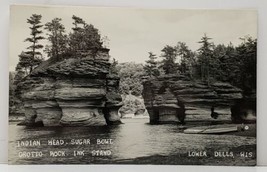 Lower Dells Wis Indian Head Sugar Bowl Grotto Rock Ink Stand RPPC Postcard G14 - £5.44 GBP