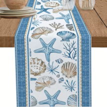 Coastal Decor Table Runner Ocean Inspired Geometric Stripes Design - Sea... - $22.23