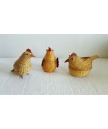 Lot of 3 Small Brown Turkey Baskets Woven Wicker 3-D Head Lid Trinket Ro... - £11.73 GBP