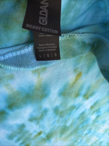 NEW Gildan Men’s Bright Blue Green Spiral Ice Tie Dye Short Sleeve Shirt Large Item image 7