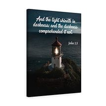 Express Your Love Gifts Bible Verse Canvas The Light Shineth in Darkness... - £62.29 GBP