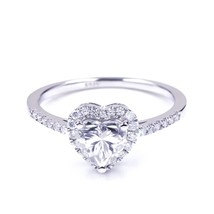 Heart Moissanite Diamonds Silver Ring 6.5mm Gemstone Women Wedding Rings Classic - £125.86 GBP