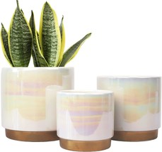 White Ceramic Indoor Planters With Drainage Holes, 6 Inches, 5, And 4 In... - $43.87 CAD