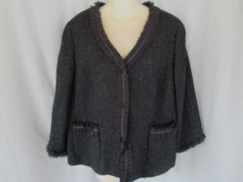 Talbots jacket dressy P16 black metallic lined wool blend 3/4 sleeves NWOT - £30.80 GBP
