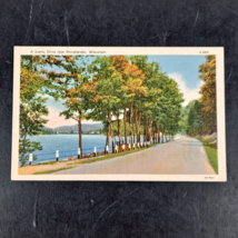 Vintage 1934 Curt Teich Linen Post Card Scenic Lakeside Drive Rhinelander, Wi - $4.46