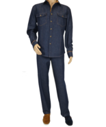 Men&#39;s INSERCH Two Piece Walking Leisure Suit Set Jeans SE003A Denim Blue - £76.11 GBP