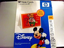 NEW HP 4 x 6 Note Cards DISNEY Inkjet Matte 30ct CD Software Mickey Mouse  - $15.83